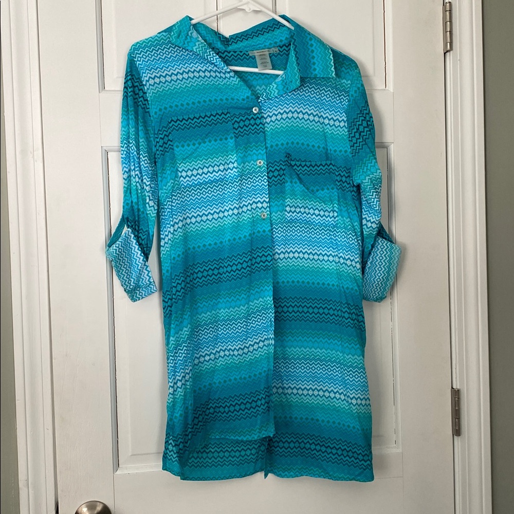 Bleu Rod Beattie Turquoise Chevron Top